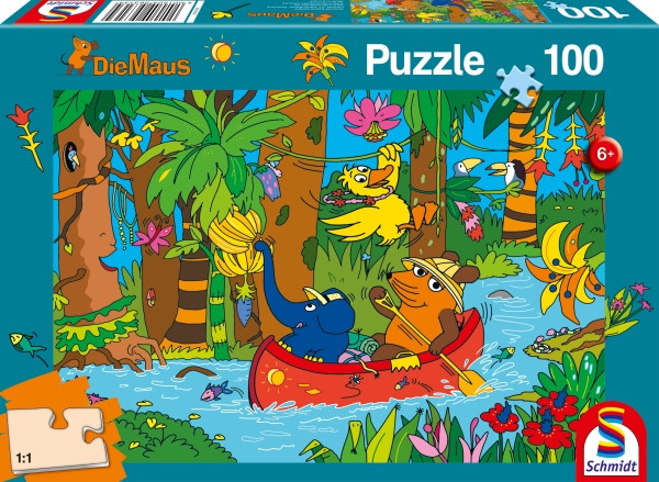 Schmidt-Spiele | Kinderpuzzle Die Maus | Im Dschungel, 100 Teile