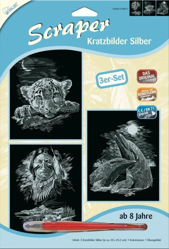 Mammut | Kratzbilder Silber | 3er Set | Fantasie
