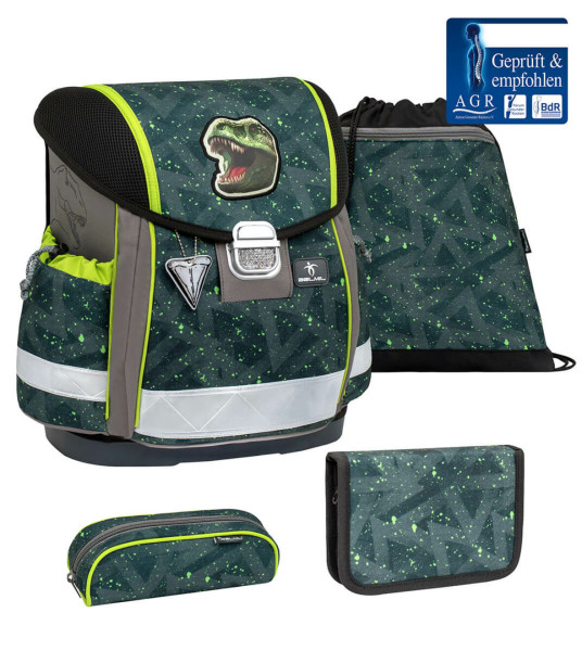 Belmil | Classy ergonomisches Schulranzen-Set 4-teilig "T-Rex Roar" mit Brustgurt | 403-13/AG/S-23