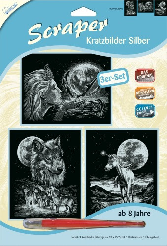 MAmmut | Kratzbilder Silber | 3er Set | Mondschein