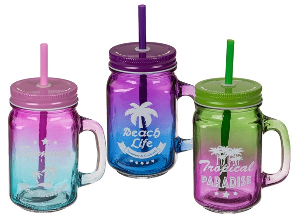Out of the blue | Trinkglas Retro Summer Feeling | 1 Stück, sort.
