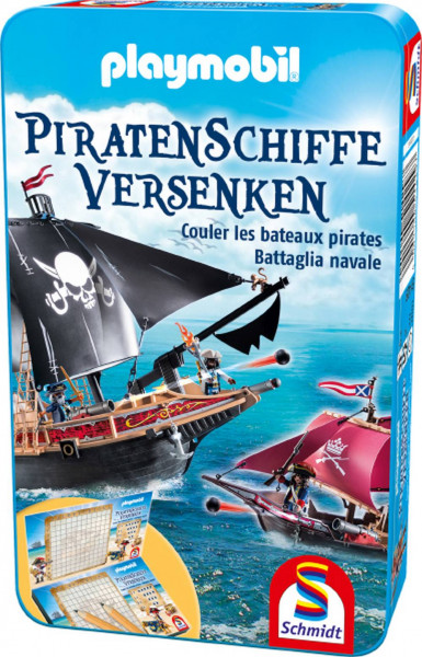 Schmidt-Spiele | Bring-Mich-Mit-Spiel in Metalldose | Playmobil, Piratenschiffe versenken