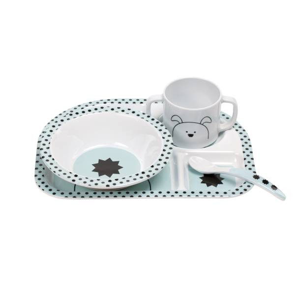 Lässig | Dish Set with Silicone Little Chums Dog