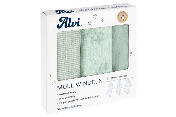 ALVI Mull Windel Bio Baumwolle | Teddy | 3Stück