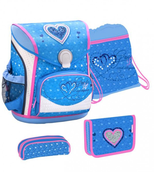 Belmil | Cool Bag Schulranzen Set 4 teilig Jeans Heart