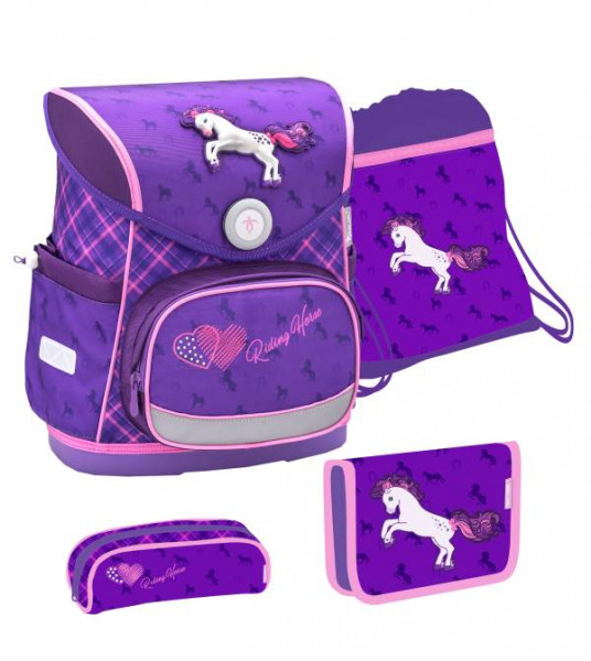 Belmil | Compact Schulranzen Set 4 - teilig Horse Purple