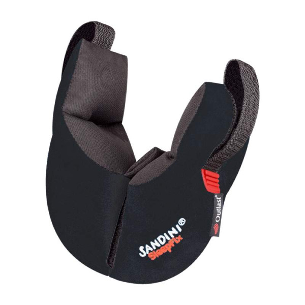 Sandini | SleepFix® Kids Outlast® | Schlafkissen mit Stützfunktion mit temperatur-regulierender Stofftechnologie | Schwarz | Gurte mit Gegengewicht