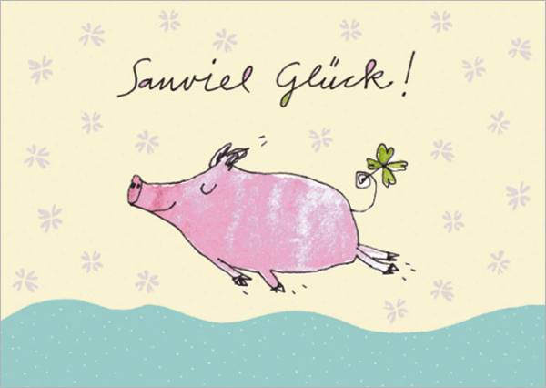 Rannenberg und Friends | Postkarte "Sauviel Glück!"