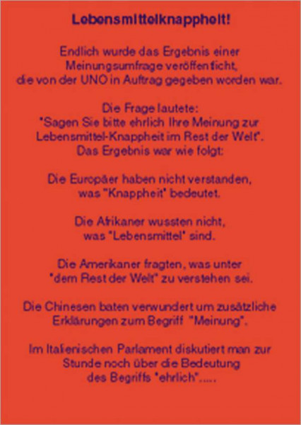 Rannenberg und Friends | Postkarte "Lebensmittelknappheit"
