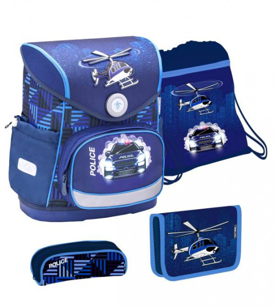 Belmil | Compact Schulranzen Set 4 - teilig Police Car