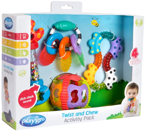 Rotho Babydesign | Playgro Rassel-Beissring Geschenkset 4tg | 408532