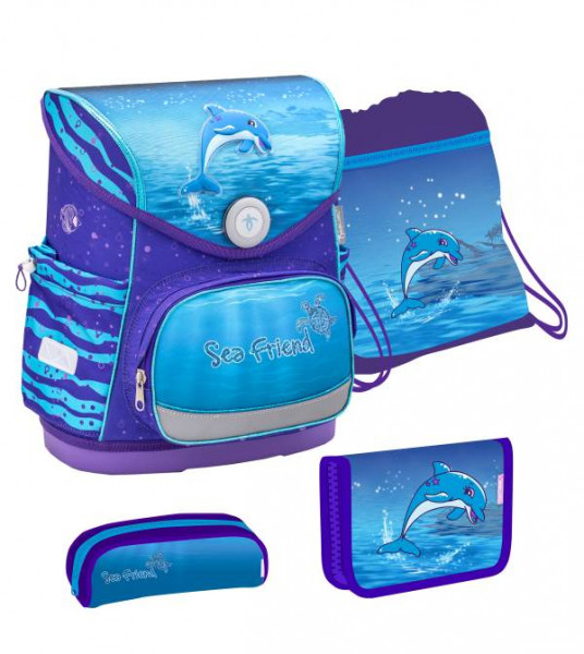 Belmil | Compact Schulranzen Set 4 - teilig Dolphin