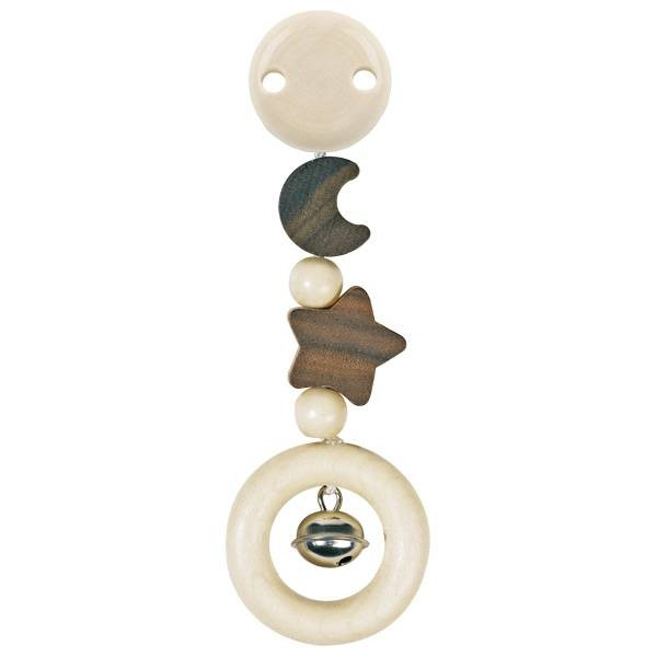 goki | Clip Mond und Stern | Kinderwagenclip Holz