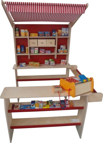 Nemmer Holzspielwaren | Kaufladen 105x84x72,Stoff,Birke,GH-Exk | 1