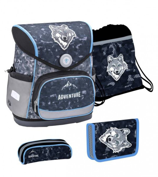 Belmil | Compact Schulranzen Set 4 - teilig Wolf