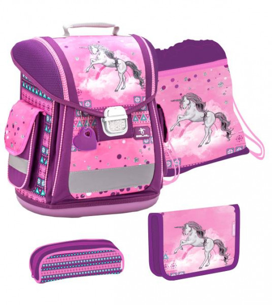 Belmil | Sporty Schulranzen Set 4 - teilig Pinky Unicorn