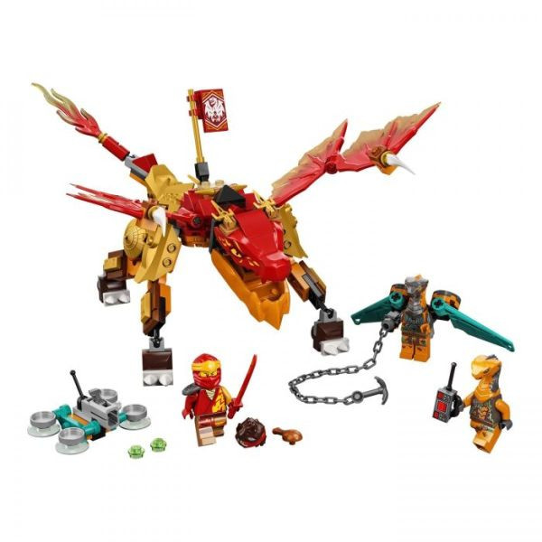 Rot-Goldener Feuerdrache, Ninjago und zwei Schlangenfiguren