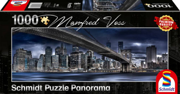 Schmidt-Spiele | Puzzle Manfred Voss 1.000 Teile | Panoramapuzzle, New York, Dark Night