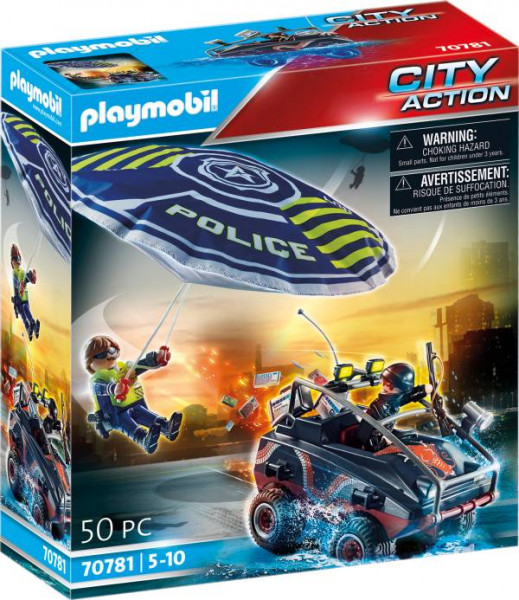 Playmobil | Polizei-Fallschirm: Verfolgung des Amphibien-Fahrzeugs | 70781