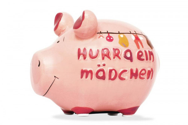 KCG | Sparschwein | Hurra ein Mädchen | Größe: 12,5cm