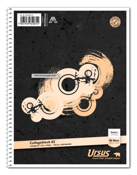 Ursus | Collegeblock A5 | liniert | 80 Blatt | 044335010