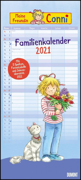 DUMONT Kalenderverlag | Conni Familienkalender 2021 – Wandkalender – Familienplaner mit 5 Spalten – Format 22 x 49,5 cm