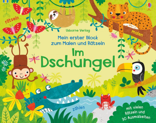 Usborne | Mein erster Block zum Malen und Rätseln: Im Dschungel